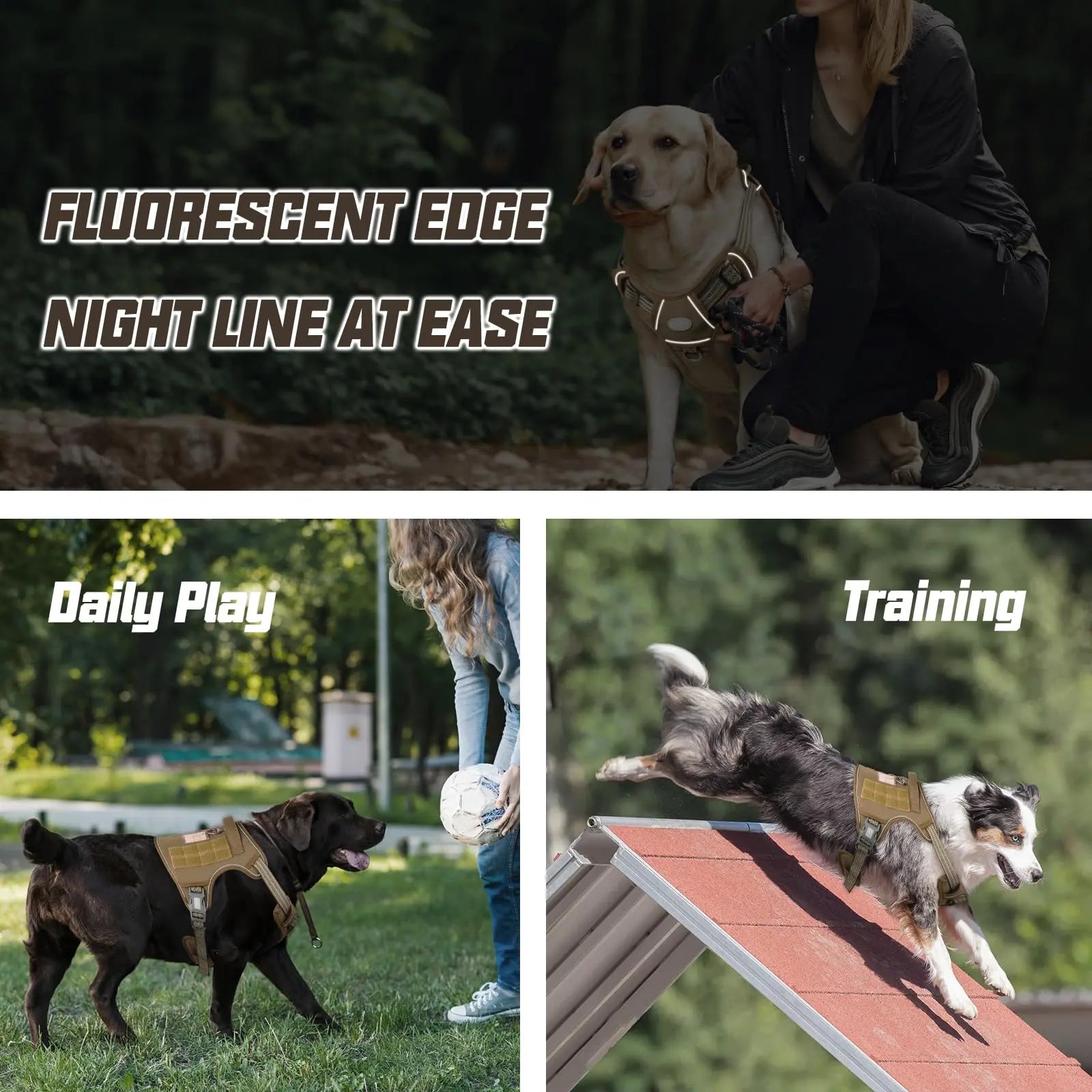 【#Summervibes #Petlovers】Auroth Tactical Dog Harness – Universal Harness, Walking Harness & Safety Harnesses for Small to Large Dogs, Durable Reflective, Easy to Control, No Pull Adjustable Pet Harness, Pet Supplies