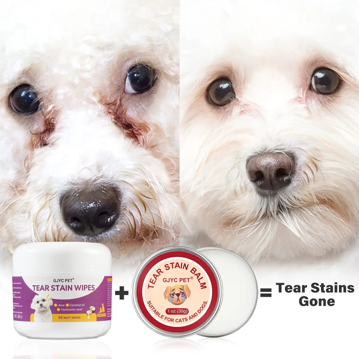 GJYC PET Pet Tear Stain Protection Cream with Professional Brushing for Dog and Cat Eye Care, Natural Anti-Tear, Gentle Cleaning, Removes Tear Stains from Dogs and Cats, Remarkable Effect without Irritation Calming Dog Tear Stain Remover Outdoorfun