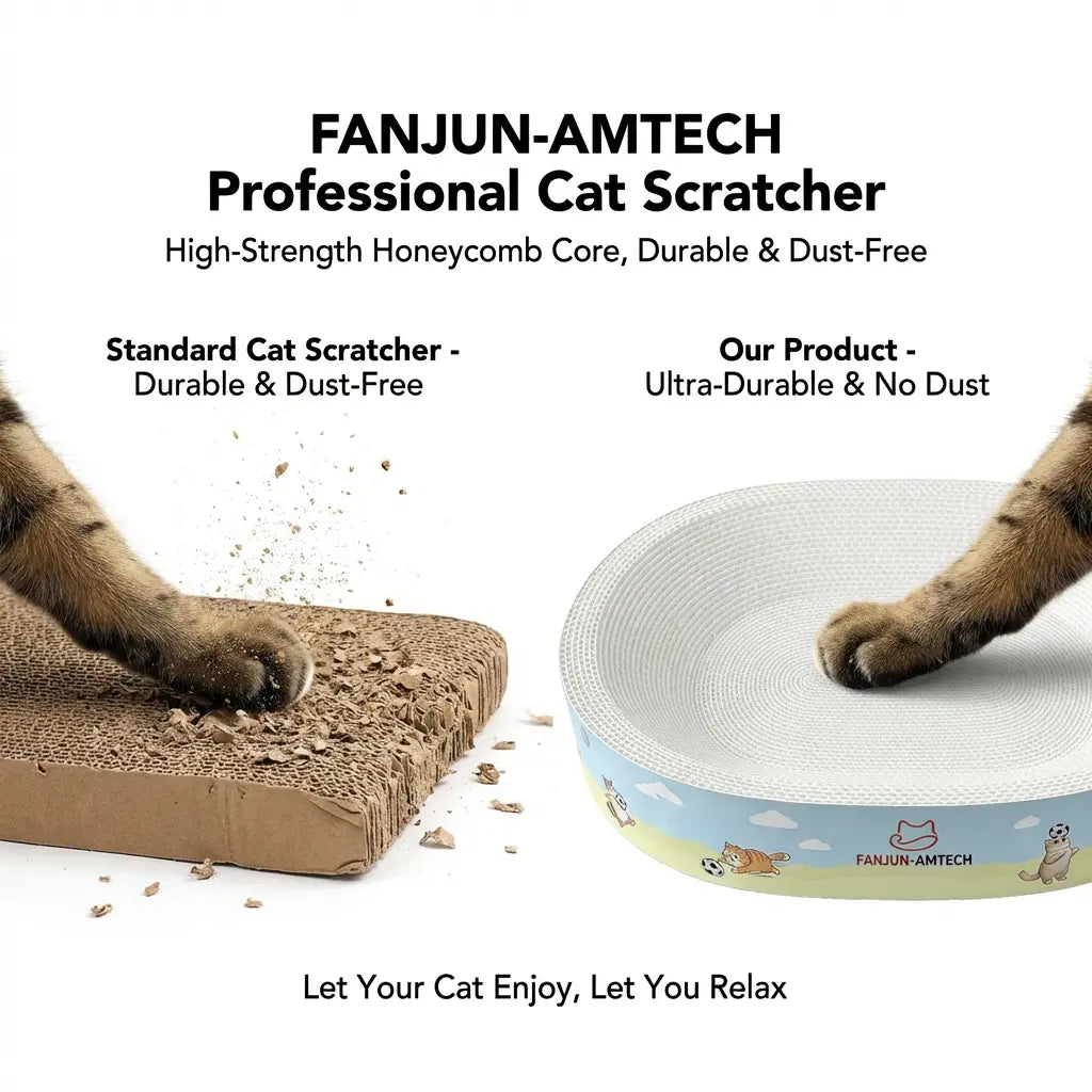 Summervibes Petlovers FANJUN-AMTECH 2-In-1 Cartoon Cat Scratcher Bed,Play & Rest Design, No Paper Scraps, Wear-Resistant, Anti-Overturning, High-Hardness Plant Fiber Corrugated Paper, Plastic-Free, Safe Eco-Friendly Cool Cat Supply Outdoorfun