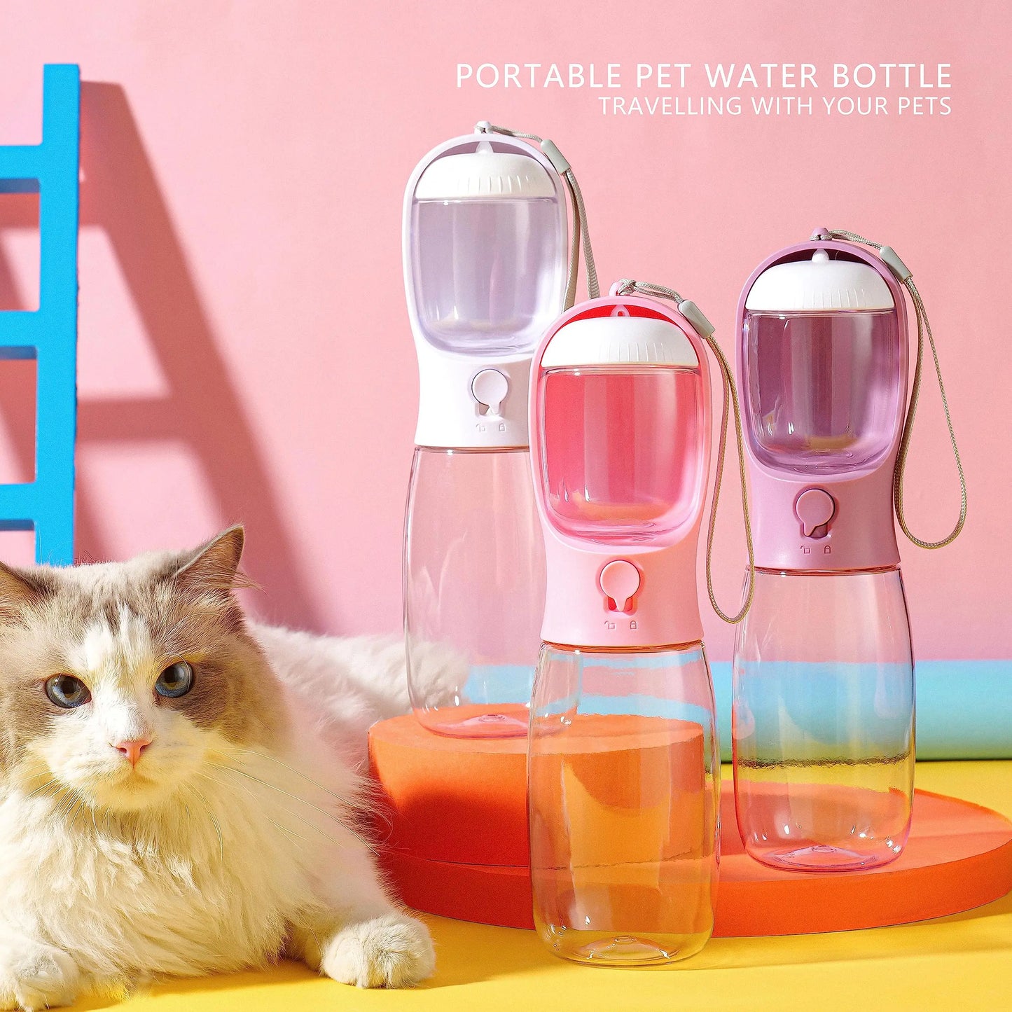 Dog Water Bottle with Food Container, Travel Puppy Water Bowl, Portable Pet Dispenser, Dog Stuff Accessories Items, Automatic Feeder Feeding, Puppy Essentials Necessities for Yorkie Chihuahua Cat Walking and Hiking
