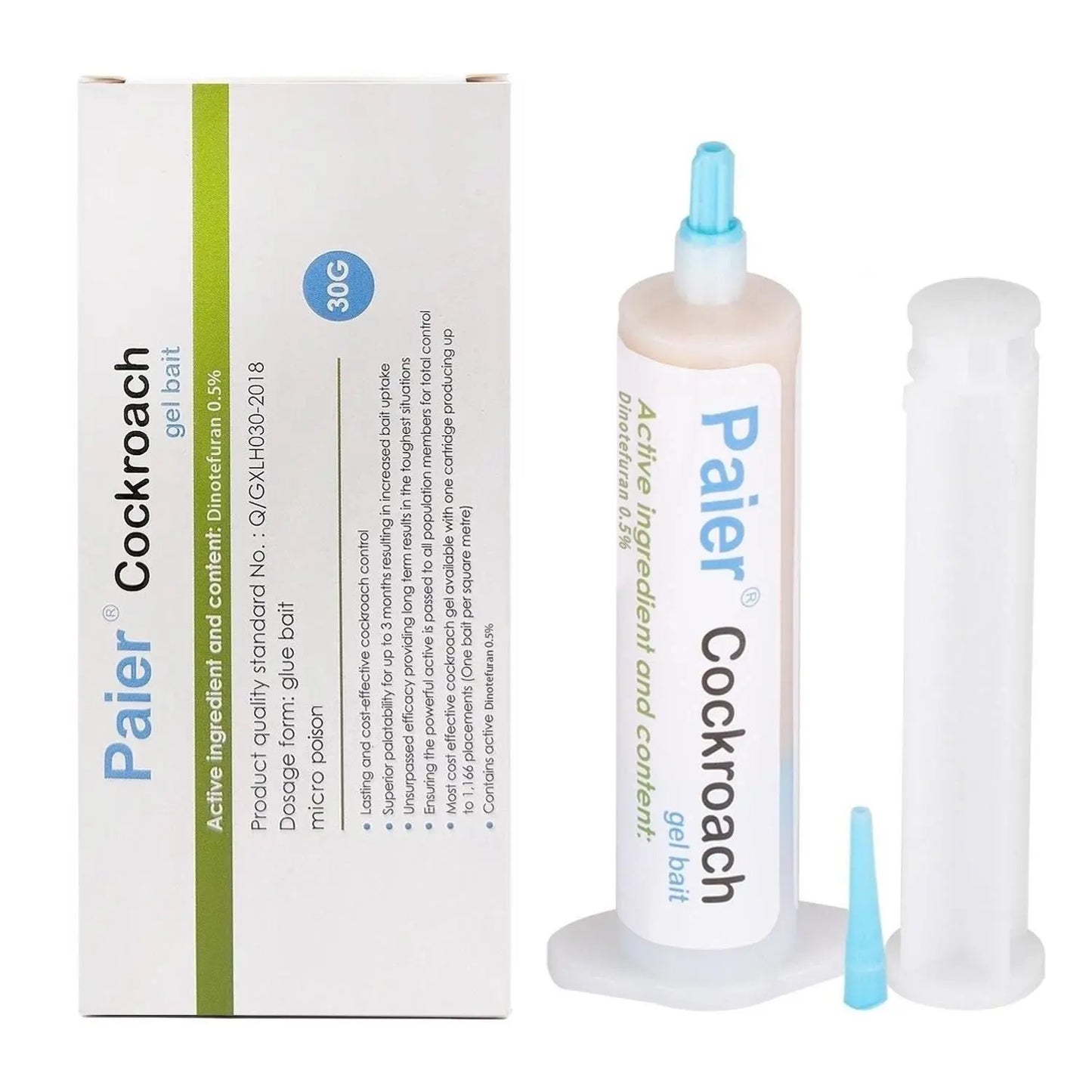 Cockroach Gel Bait 30G Roach Killer, Indoor Outdoor Pest Control for German & American Roaches with Plunger & Precision Tip Summervibes