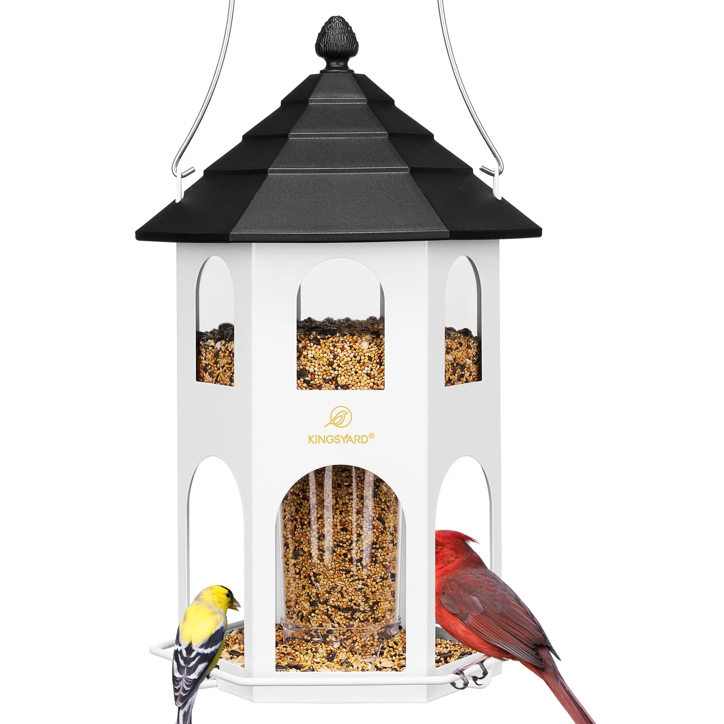 [Summervibes]Kingsyard Spring Migration 2026 Metal Bird Feeder for Backyard Nature Watching 4Lb Large Capacity with Circular Perch Durable Weather-Resistant Design