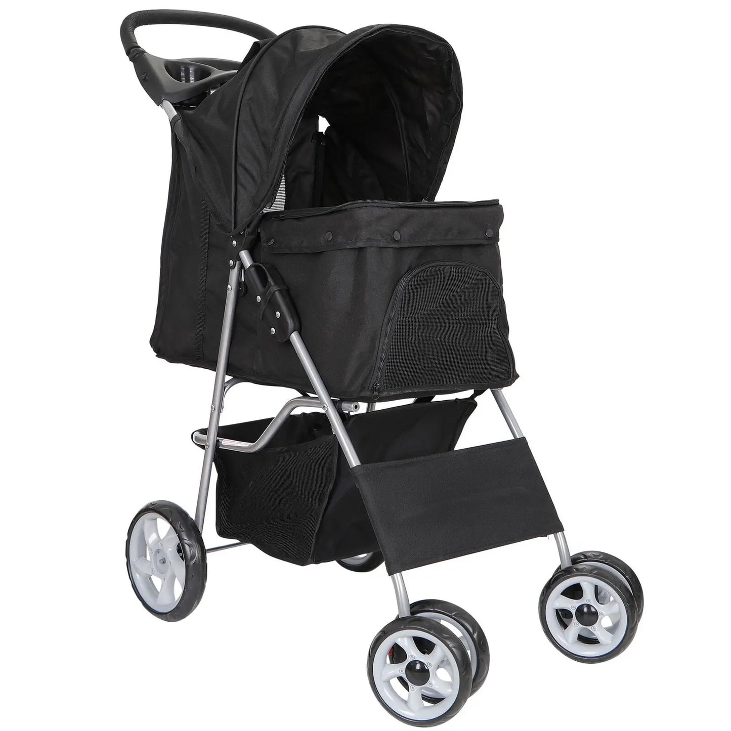 Segawe Foldable Dog Stroller - Pet Travel Carriage with Detachable Animal Carrier, Cart and Tray, Black,Summervibes