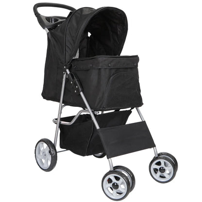 Segawe Foldable Dog Stroller - Pet Travel Carriage with Detachable Animal Carrier, Cart and Tray, Black,Summervibes