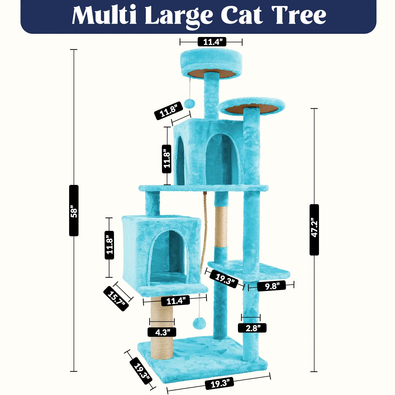 [Summer Vibes] Wecharmer Cat Tree / Tower for Indoor with Green Leaves, Cat Condo Cozy Plush House with Hang Ball, Pet Furniture with Scratching Posts Cat Tree