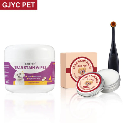 GJYC PET Pet Tear Stain Protection Cream with Professional Brushing for Dog and Cat Eye Care, Natural Anti-Tear, Gentle Cleaning, Removes Tear Stains from Dogs and Cats, Remarkable Effect without Irritation Calming Dog Tear Stain Remover Outdoorfun