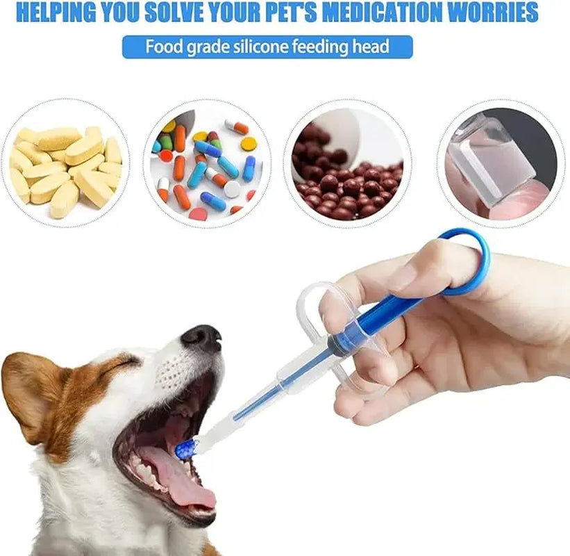 3 Pieces Pet Pill Plunger Popper for Small Cats Dogs Pill Gun Dispenser Shooter Pet Piller Soft Tip Tablet Syringe Pusher Animal Medicine Feeder for Feeding(Green+Red+Blue)