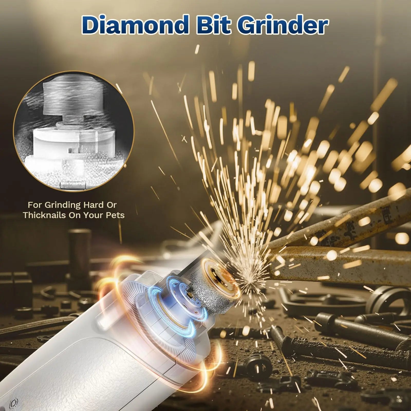 Catpick 2-In-1 Pet Nail Clipper and Grinder, Ultra Quiet Electric Grooming Tool with LED Light, Rechargeable for Dogs & Cats of All Sizes, Low-Noise Motor for Safe Trimming