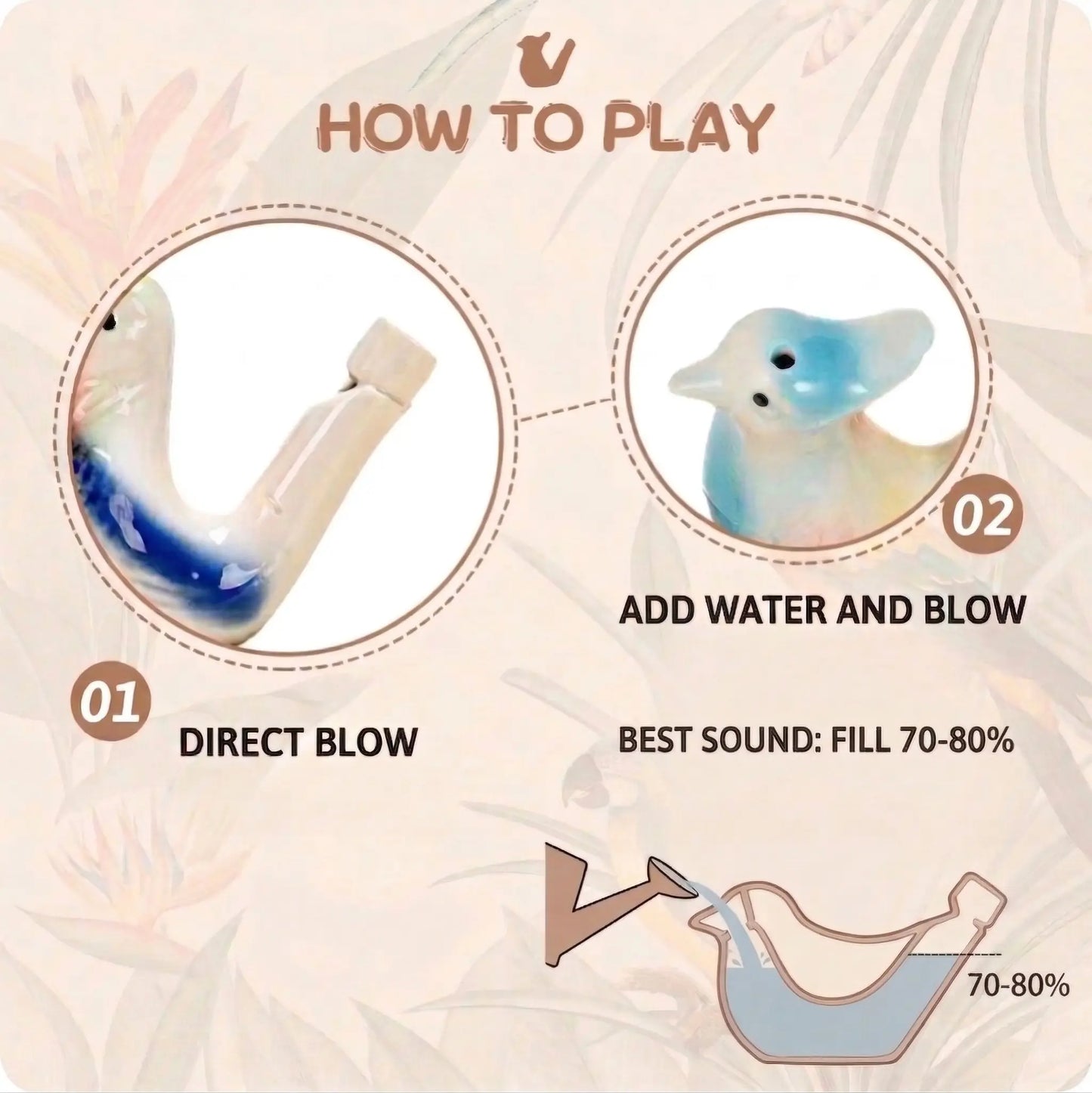 6 Pcs Ceramic Water Bird Whistles, Ceramic Bird Call Whistles, Colorful Porcelain Toys, for Kids Adults Birthday Easter Gift Classroom Prize