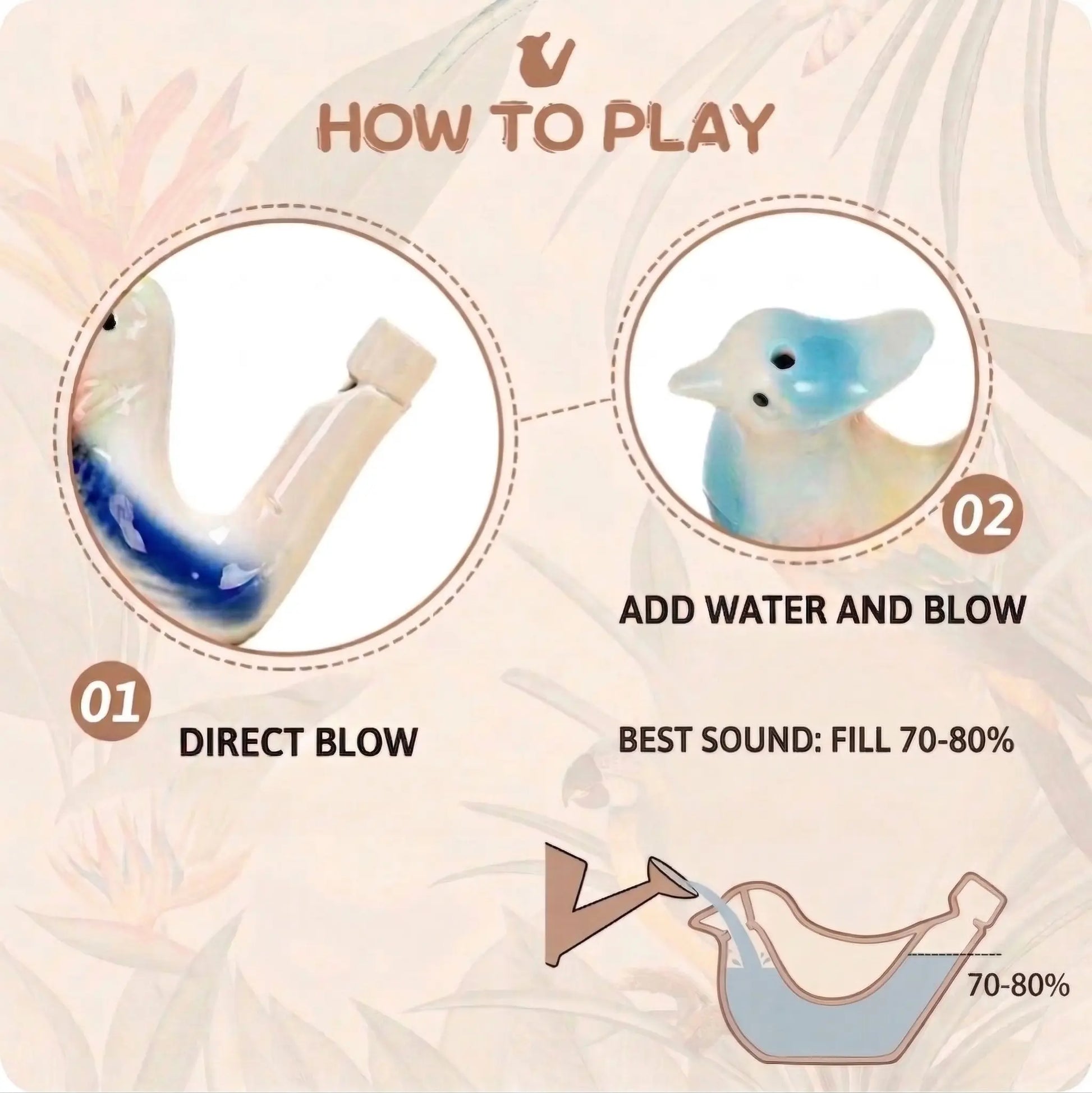 6 Pcs Ceramic Water Bird Whistles, Ceramic Bird Call Whistles, Colorful Porcelain Toys, for Kids Adults Birthday Easter Gift Classroom Prize