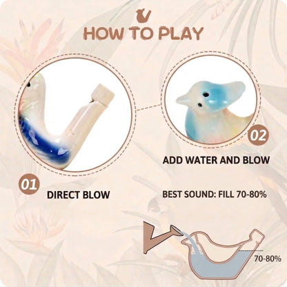 6 Pcs Ceramic Water Bird Whistles, Ceramic Bird Call Whistles, Colorful Porcelain Toys, for Kids Adults Birthday Easter Gift Classroom Prize