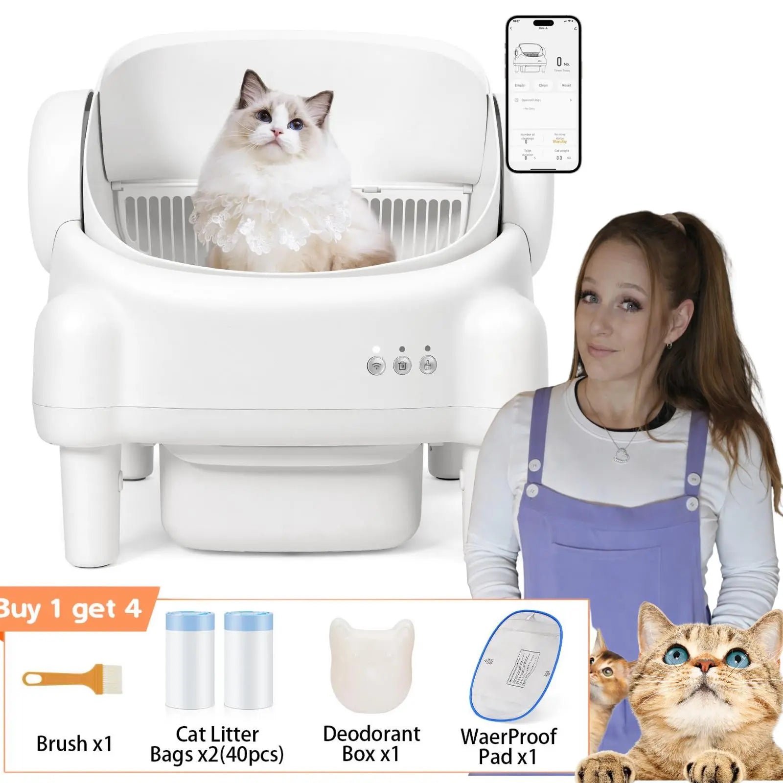 TAYACICY Smart Self-Cleaning Litter Box for Multiple Cats | 10.5L Bin, Open-Top Design, Dual Safety Sensors, Cat Litterbox (Only Supports 2.4G Wifi) Summervibes