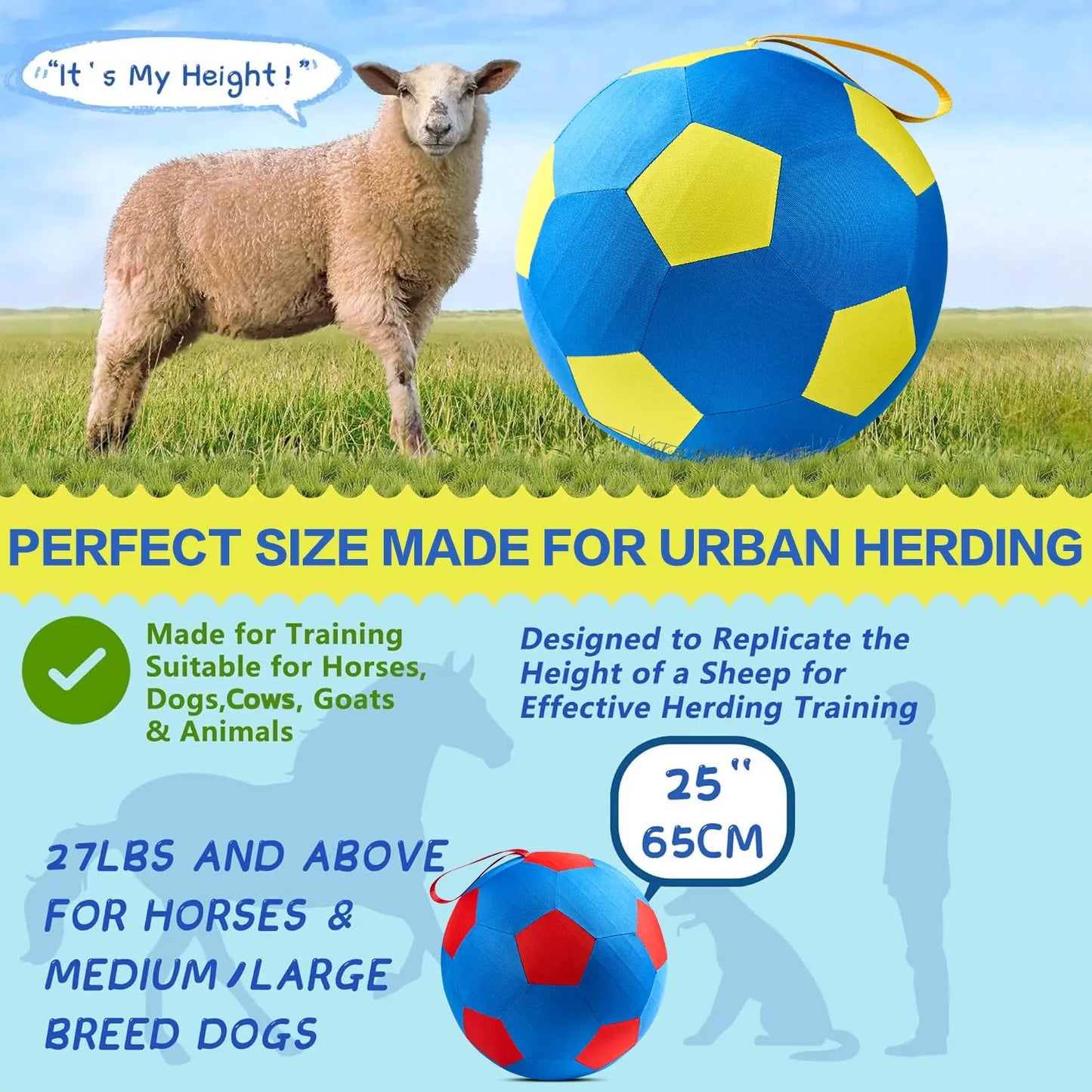 Dog Training Toy Ball with Handle, Border Collie Pet Toys, Interactive Fetching Game for Dogs, Durable Rubber Material