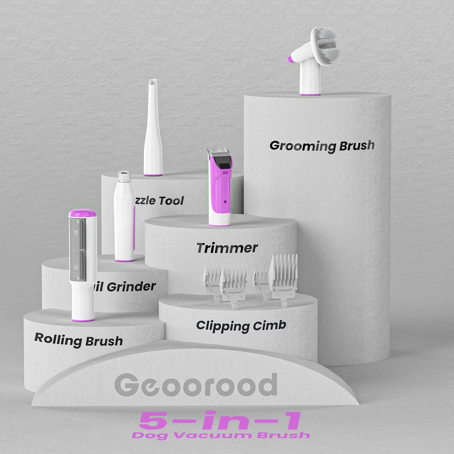 Geoorood Dog Grooming Vacuum Kit with 13000Pa Suction Power & 2.2L Dust Collection for Furry Animal Cleaning Summervibes Petlovers