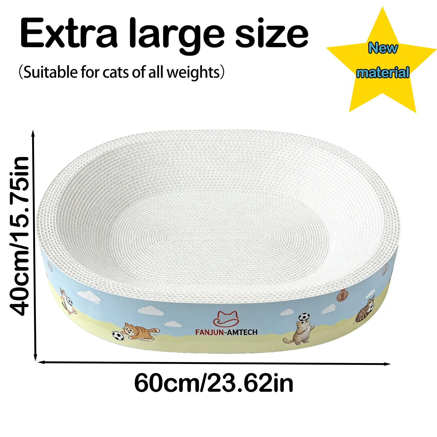 Summervibes Petlovers FANJUN-AMTECH 2-In-1 Cartoon Cat Scratcher Bed,Play & Rest Design, No Paper Scraps, Wear-Resistant, Anti-Overturning, High-Hardness Plant Fiber Corrugated Paper, Plastic-Free, Safe Eco-Friendly Cool Cat Supply Outdoorfun