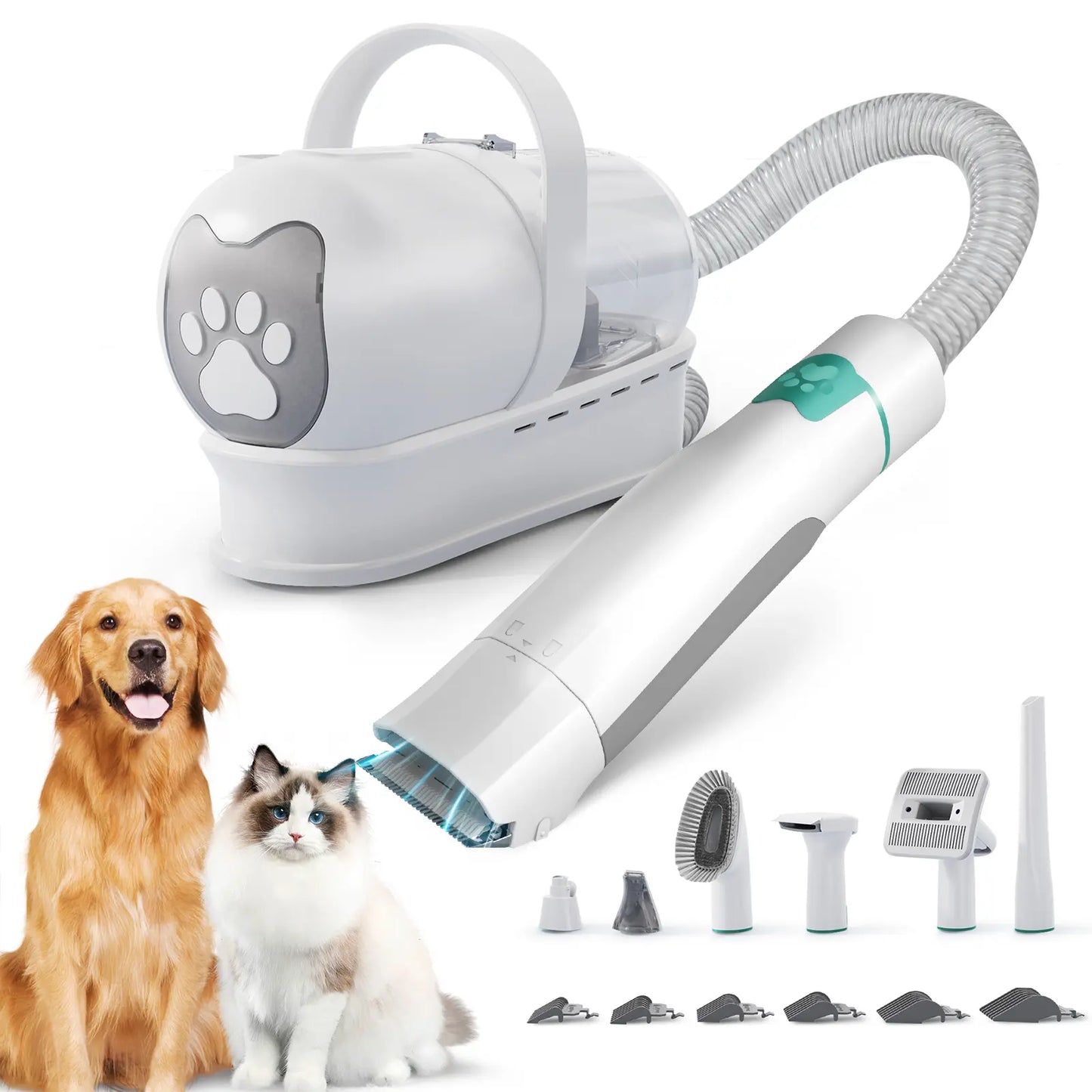Pet Groomer 7-In-1 Grooming Vacuum for Dogs & Cats with Multi-Pack Attachments for Shedding Grooming and Pet Care Effortless Grooming & Vacuuming 6 Precise Guide Combs Low Noise Design