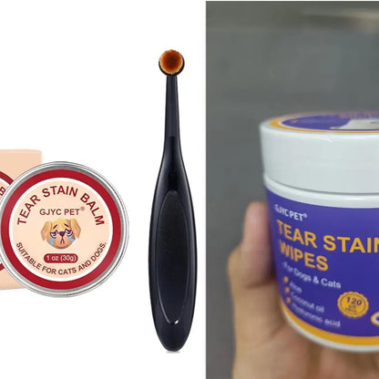 GJYC PET Pet Tear Stain Protection Cream with Professional Brushing for Dog and Cat Eye Care, Natural Anti-Tear, Gentle Cleaning, Removes Tear Stains from Dogs and Cats, Remarkable Effect without Irritation Calming Dog Tear Stain Remover Outdoorfun