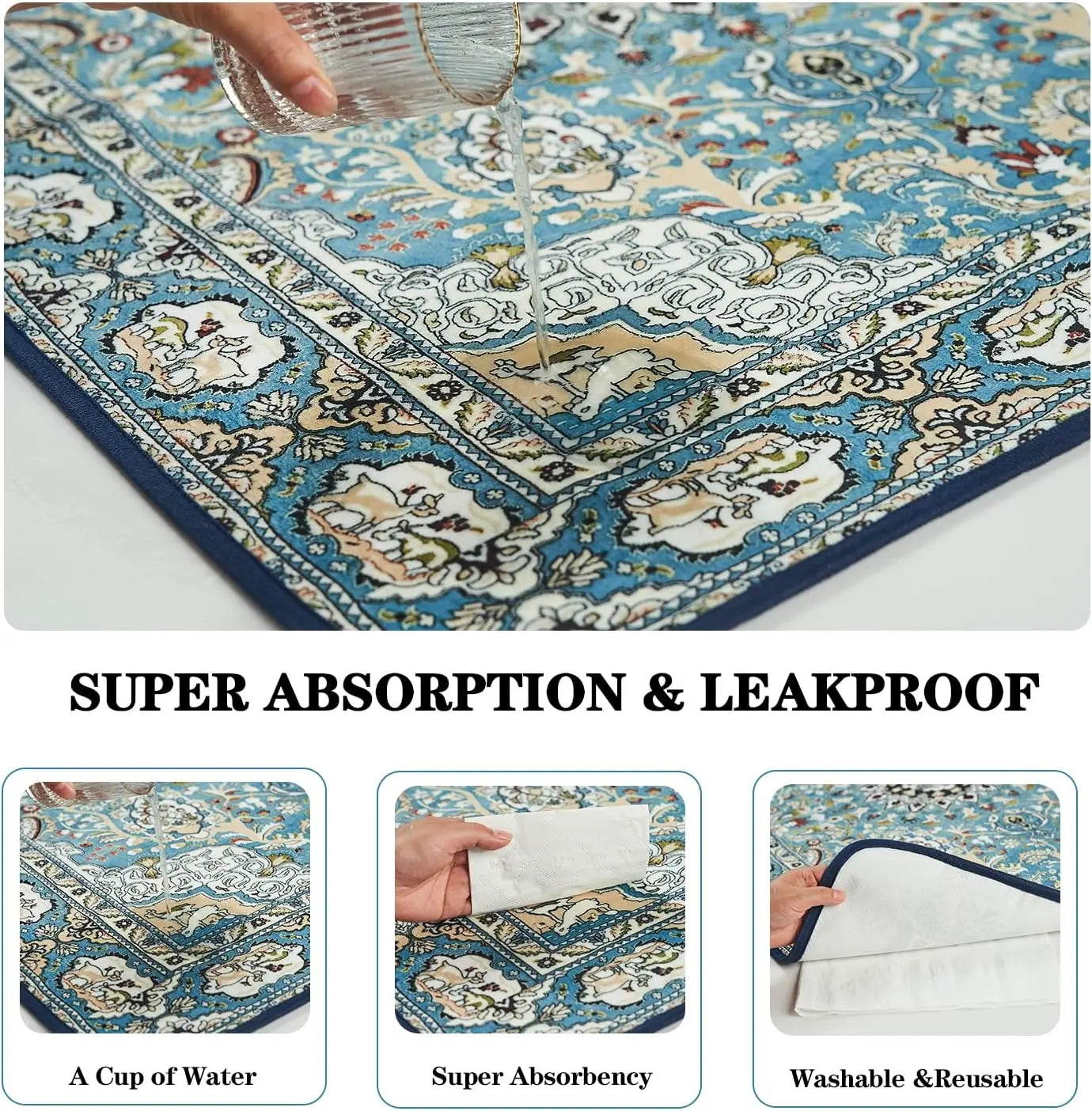 Qeils 36"X41" Washable Puppy Pee Pads | Super Absorbent, Waterproof & Reusable Non-Slip Training Mat for Floor/Crate Pet Supplies Poodle Dogs