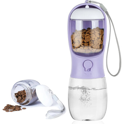 Dog Water Bottle with Food Container, Travel Puppy Water Bowl, Portable Pet Dispenser, Dog Stuff Accessories Items, Automatic Feeder Feeding, Puppy Essentials Necessities for Yorkie Chihuahua Cat Walking and Hiking