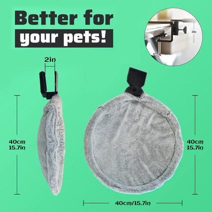 Buttonwoodnest Cozy Cat Bed Climbing Tree Removable Nest and Foldable Bed with Strong Frame Holds 30 Lbs Clip-On Perch Detachable Washable Plush Bed Grey Black Cream for Desk Windowsill Bed Less than 2Inches Thick - Home