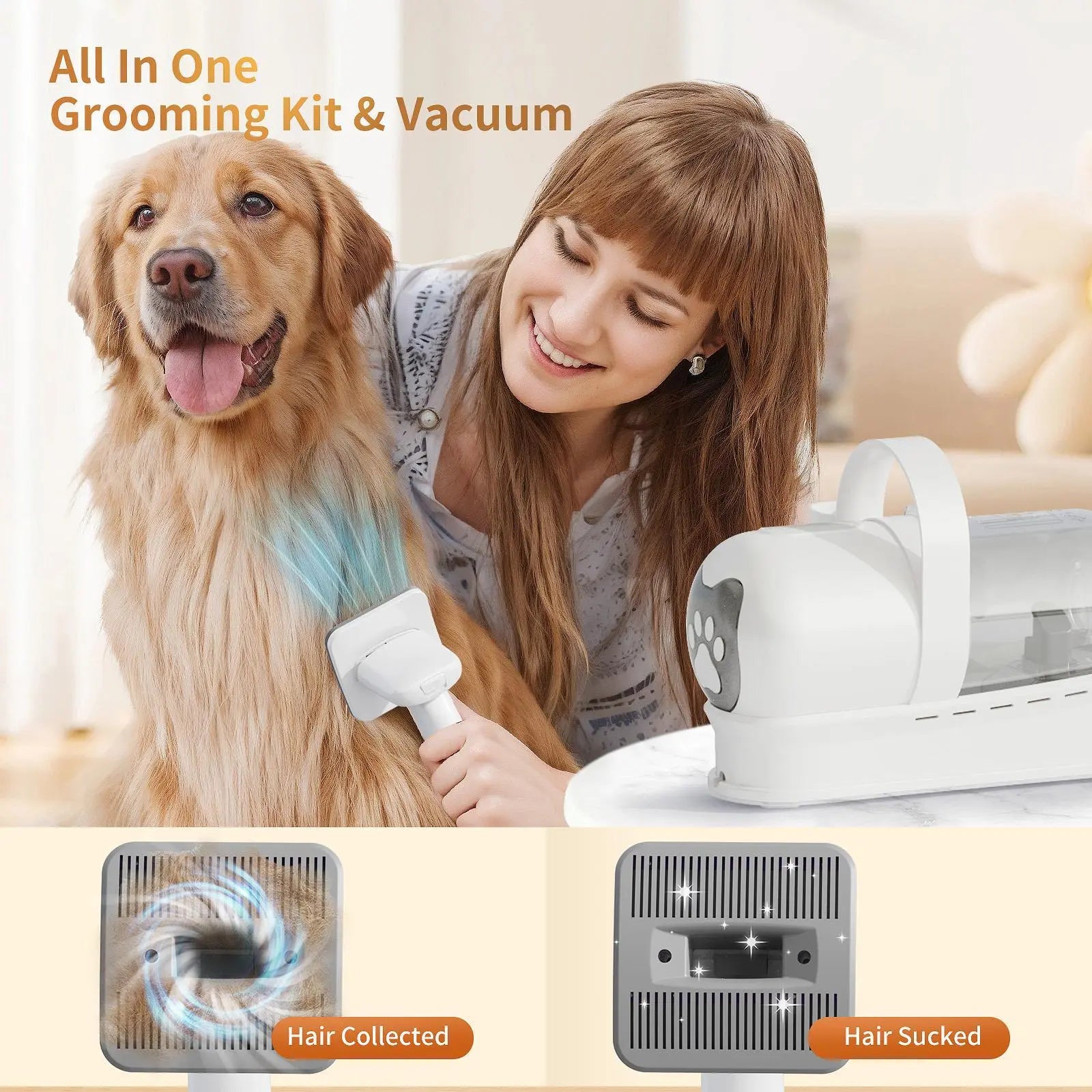 Pet Groomer 7-In-1 Grooming Vacuum for Dogs & Cats with Multi-Pack Attachments for Shedding Grooming and Pet Care Effortless Grooming & Vacuuming 6 Precise Guide Combs Low Noise Design