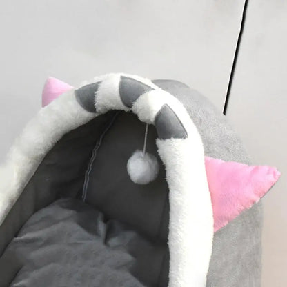 Cartoon Animals Ear Design Thermal Pets Bed, Soft & Warm Fleece Cat Cave Bed for Indoor, Pets House for Daily Use, Comfortable Cute Cat Furniture, Pet Products, Cat Stuff, Gift Ideas