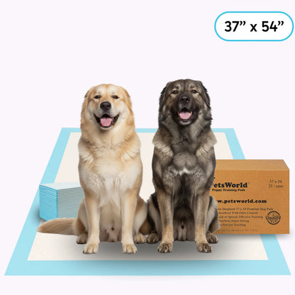 PETSWORLD Enormous Dog Training & Potty Pads, 37X54 Inch - Tear Resistant with Strong Leak-Proof Backing, Optional Adhesive Tape