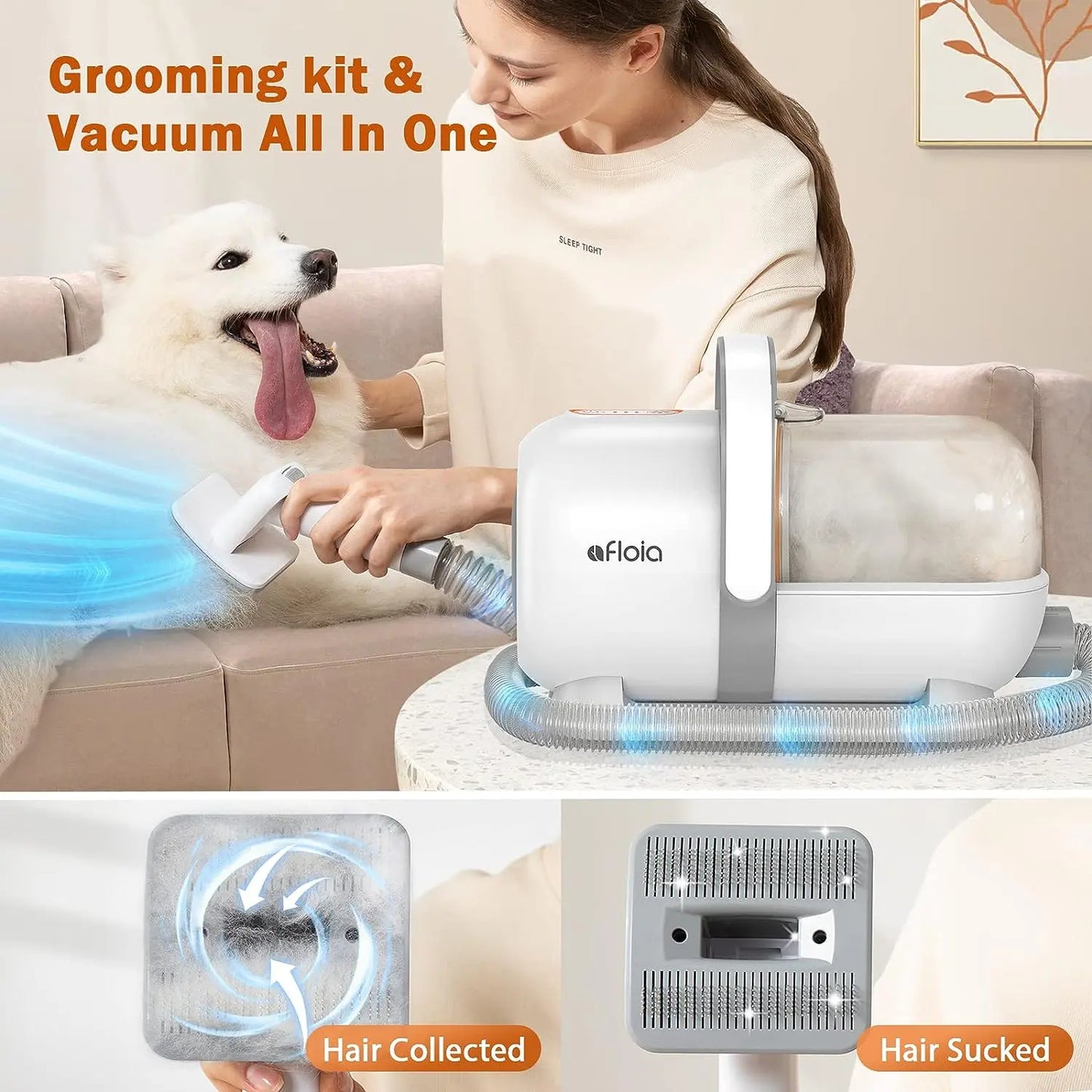 【Limitedtimeflashsale】Afloia Dog Grooming Kit, Pet Grooming Vacuum & Dog Clippers & Dog Brush for Shedding with Vacuum Grooming Tools, Low Noise Dog Vacuum Hair Remover Pet Grooming Supplies Paw Trimmer