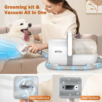 【Limitedtimeflashsale】Afloia Dog Grooming Kit, Pet Grooming Vacuum & Dog Clippers & Dog Brush for Shedding with Vacuum Grooming Tools, Low Noise Dog Vacuum Hair Remover Pet Grooming Supplies Paw Trimmer