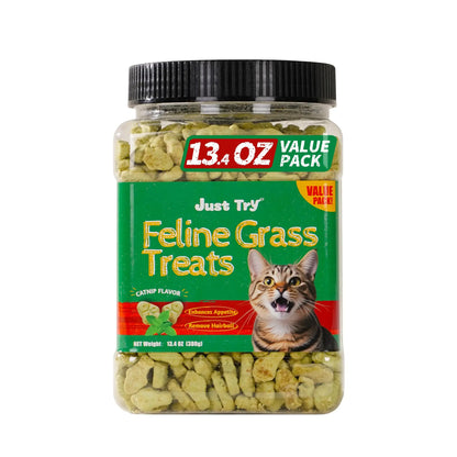 【Petlovers】Just TRY 13.4 OZ Cat Grass Treats Natural Salmon Flavor Healthy Cat Snacks Training Biscuits Catnip for Cats Dental and Hairball Control Treats Remedy Chews#Summervibes#Petlovers
