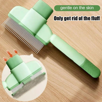 Pet Comb for Dogs Cats with Long Short Stainless Steel Metal Teeth for Shedding and Tangles, Self-Cleaning Pet Comb,Pet Hair Removal Comb Flea Comb, Cat Brush with Release Button