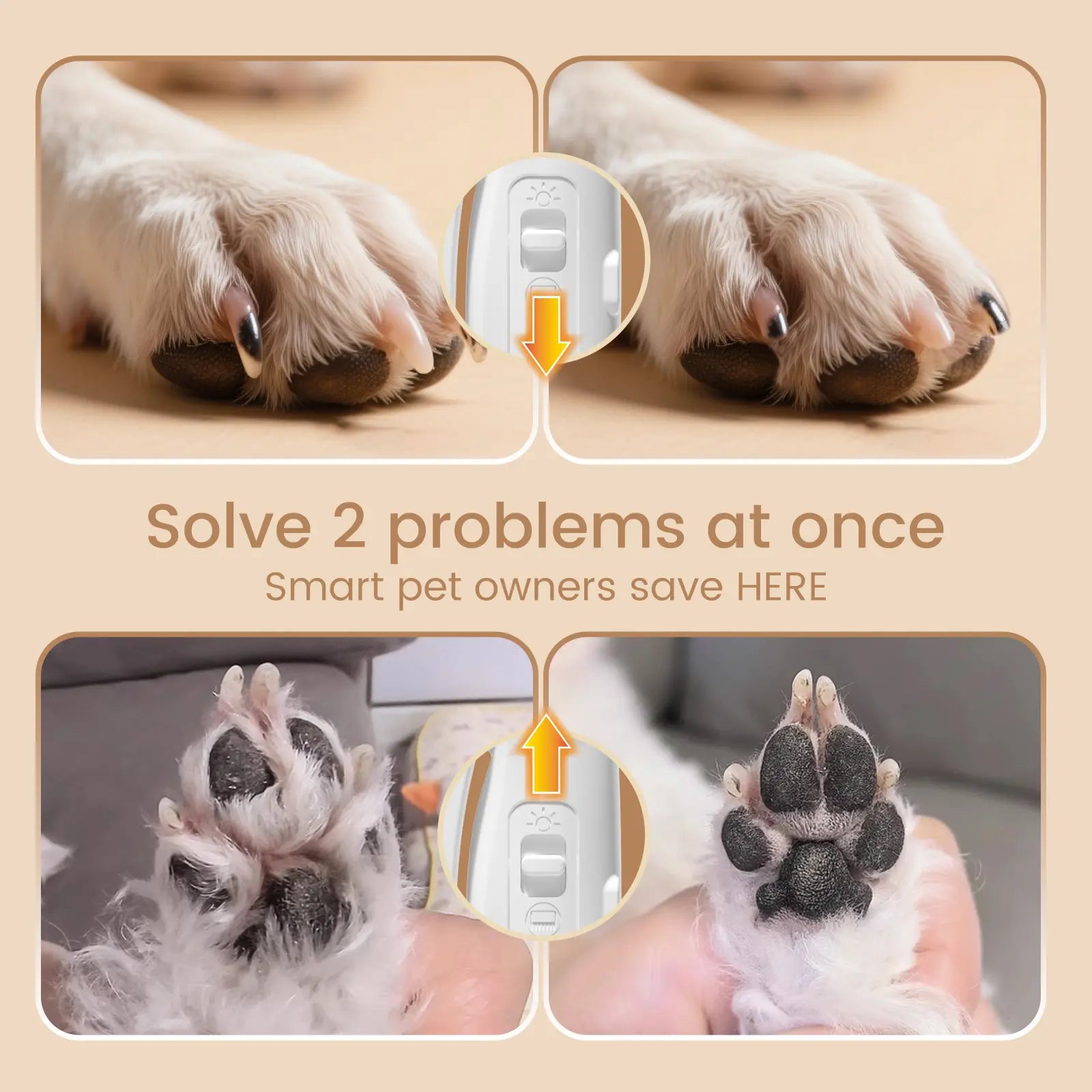 Vankoo 2-In-1 Dog Nail Clipper & Paw Hair Trimmer Kit with LED Light, Pet Paw Trimmer Rechargeable & Waterproof – Small Dog Grooming Clippers– Safe for Dogs & Cats Low Noise Pet Shaver Christmas Gift