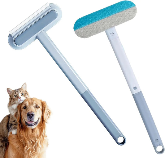 【BUY 1 GET 1 Free】Upgraded Reusable Pet Hair Remover Brush –Fur Removal Tool, Extra-Long Handle Lint Cleaner for Dog & Cat Hair, Washable Multi-Surface Tool for Furniture, Bedding, Clothes & Car Interiors Cleaning Grooming