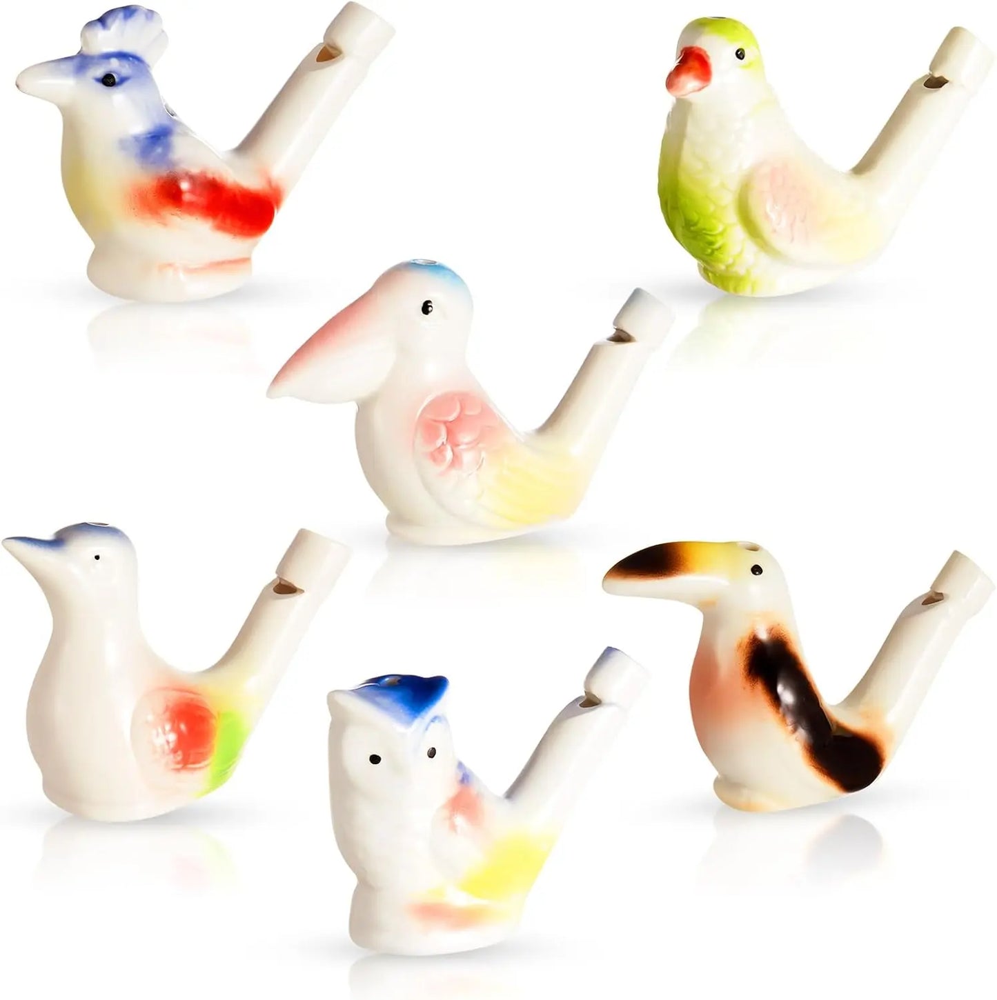 6 Pcs Ceramic Water Bird Whistles, Ceramic Bird Call Whistles, Colorful Porcelain Toys, for Kids Adults Birthday Easter Gift Classroom Prize