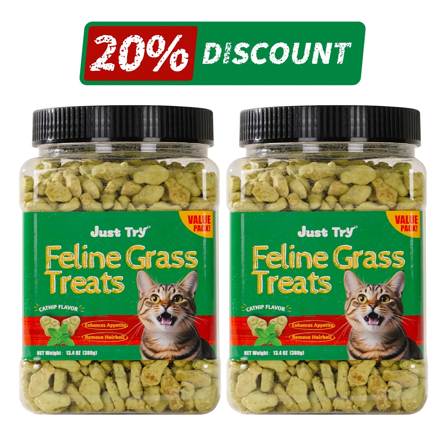 【Petlovers】Just TRY 13.4 OZ Cat Grass Treats Natural Salmon Flavor Healthy Cat Snacks Training Biscuits Catnip for Cats Dental and Hairball Control Treats Remedy Chews#Summervibes#Petlovers