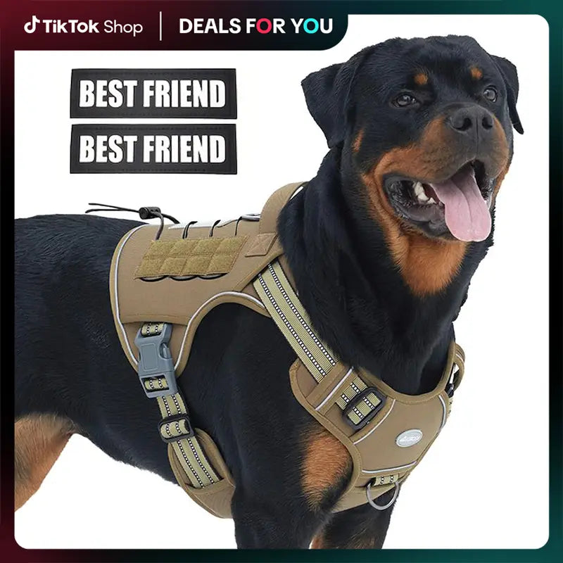 【#Summervibes #Petlovers】Auroth Tactical Dog Harness – Universal Harness, Walking Harness & Safety Harnesses for Small to Large Dogs, Durable Reflective, Easy to Control, No Pull Adjustable Pet Harness, Pet Supplies