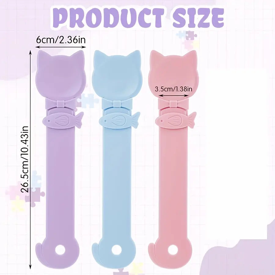 Cat Head Design Food Dispenser Spoon, 1 Count Long-Handle Licking Food Spoon, Cat Food Feeding Supply for Daily Use Tools