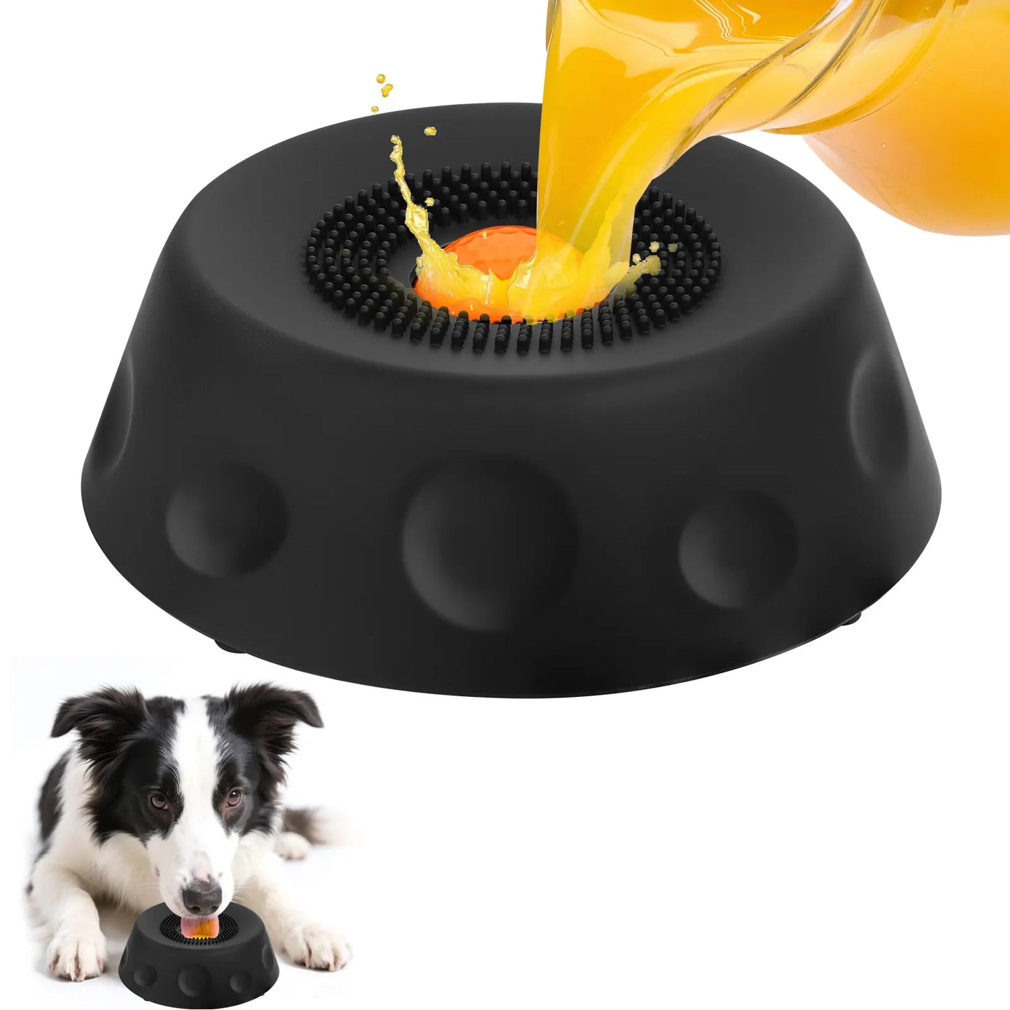 #Summervibes 3-In-1 Suction Slow Feeder Dog Bowl, No-Spill Licking Mat with Built-In Treat Ball & Cleaning Brush, Interactive Anti-Slip Dog Bowl for Yogurt, Peanut Butter & Liquid Treats