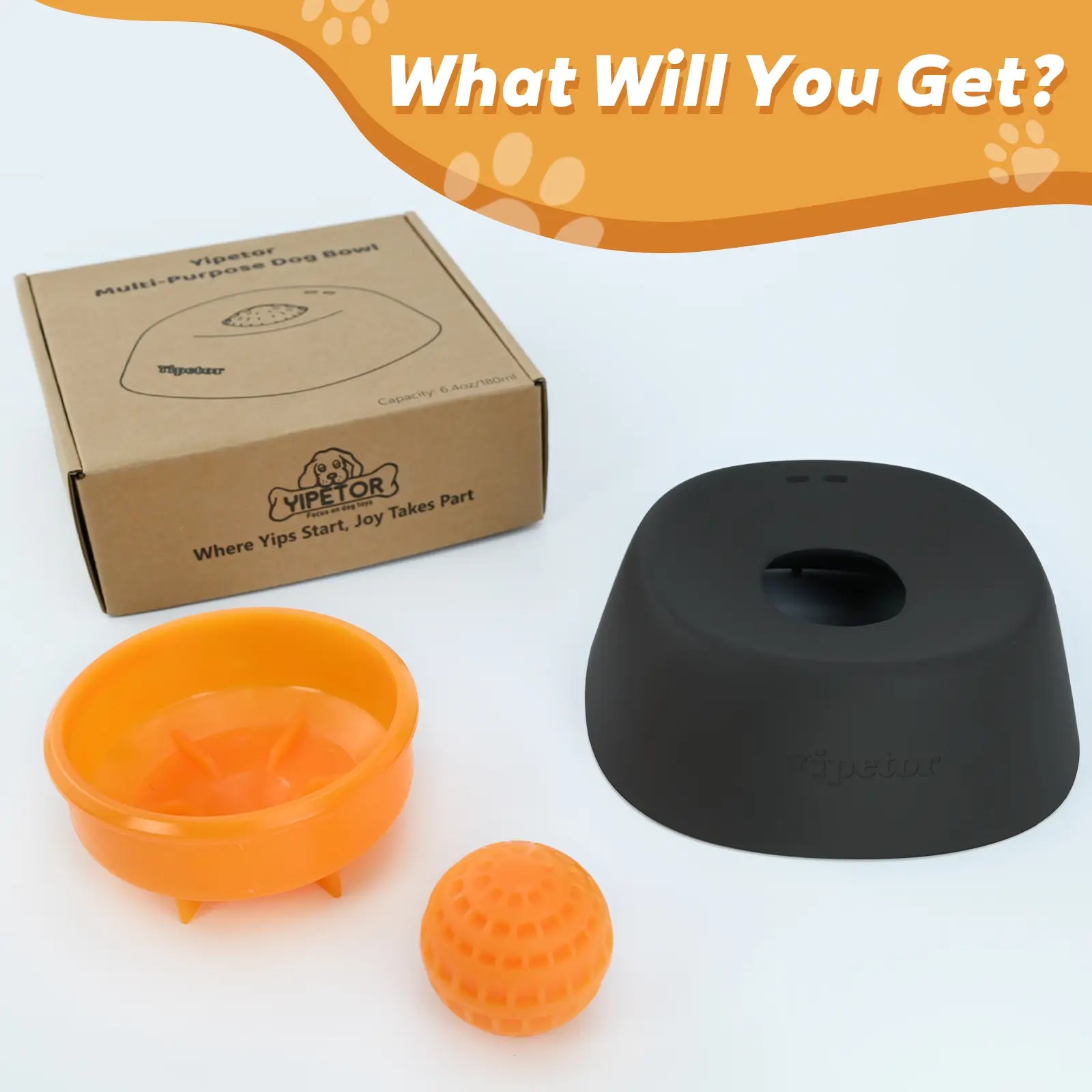 Yipetor Slow Feeder Dog Bowls for Liquid Treat, [Built-In Rolling Ball] No Spill Bone Broth Dog Licking Bowl, Multi-Purpose Puppy Yogurt Feeder Bowl for All Breeds Dietary Supplement/Post-Op Nutrition Feeding,#Summervibes #Petlovers
