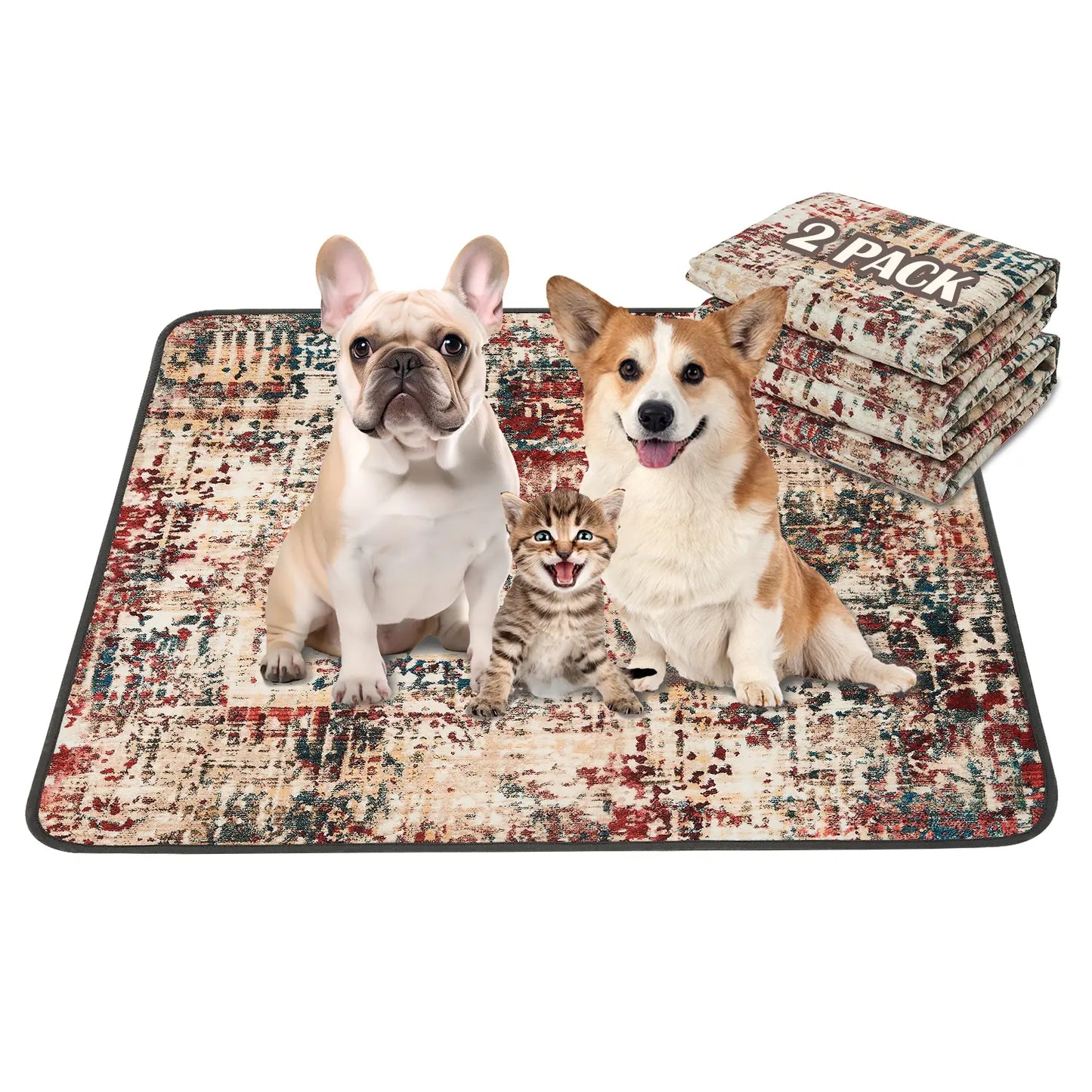 Qeils 36"X41" Washable Puppy Pee Pads | Super Absorbent, Waterproof & Reusable Non-Slip Training Mat for Floor/Crate Pet Supplies Poodle Dogs