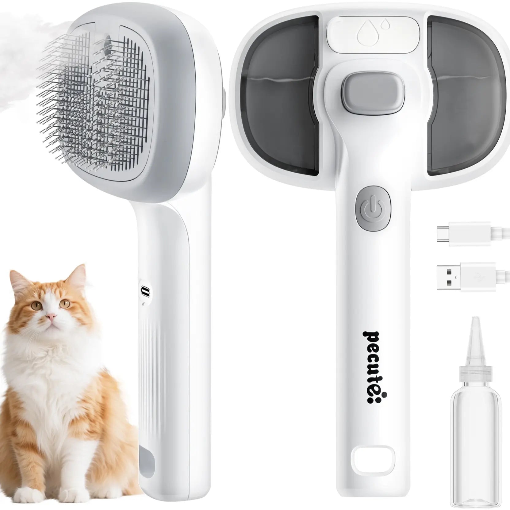 Pecute Pet Spray Hair Removal Brush for Cat/Dog – Deshedding & Grooming Tool, One Button Hair Removal Comb,Deshedding Vacuum Brush, Fur Removal Tool, Grooming Trimming Tool,Summervibes,Petlovers