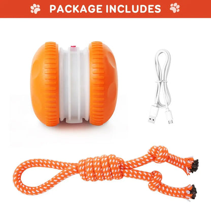 QGI Interactive Dog Ball, Random Path Electric Automatic Moving and Rolling Dog Toy with Rope for Small Medium Large Dogs, Motion-Activated Dog Stimulation Toy for Boredom Relief