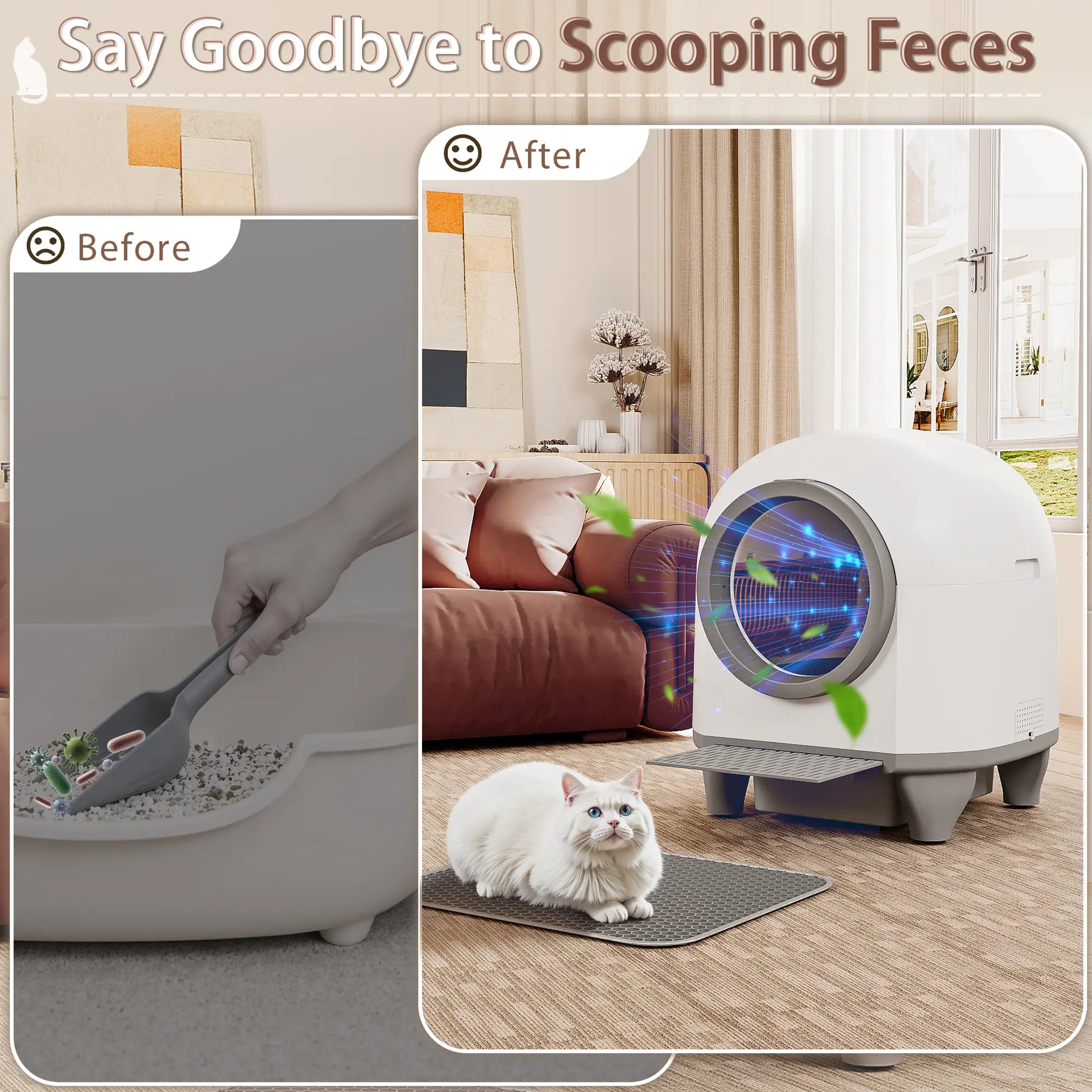 Warcat Smart Low-Noise Auto-Cleaning Litter Box 90L Self Cleaning Cat Litter Box App-Controlled via 2.4G Wifi with Smart Sensors, Safety Protection, Easy Maintenance, Easy Setup & Clean #Summervibes #Petlovers