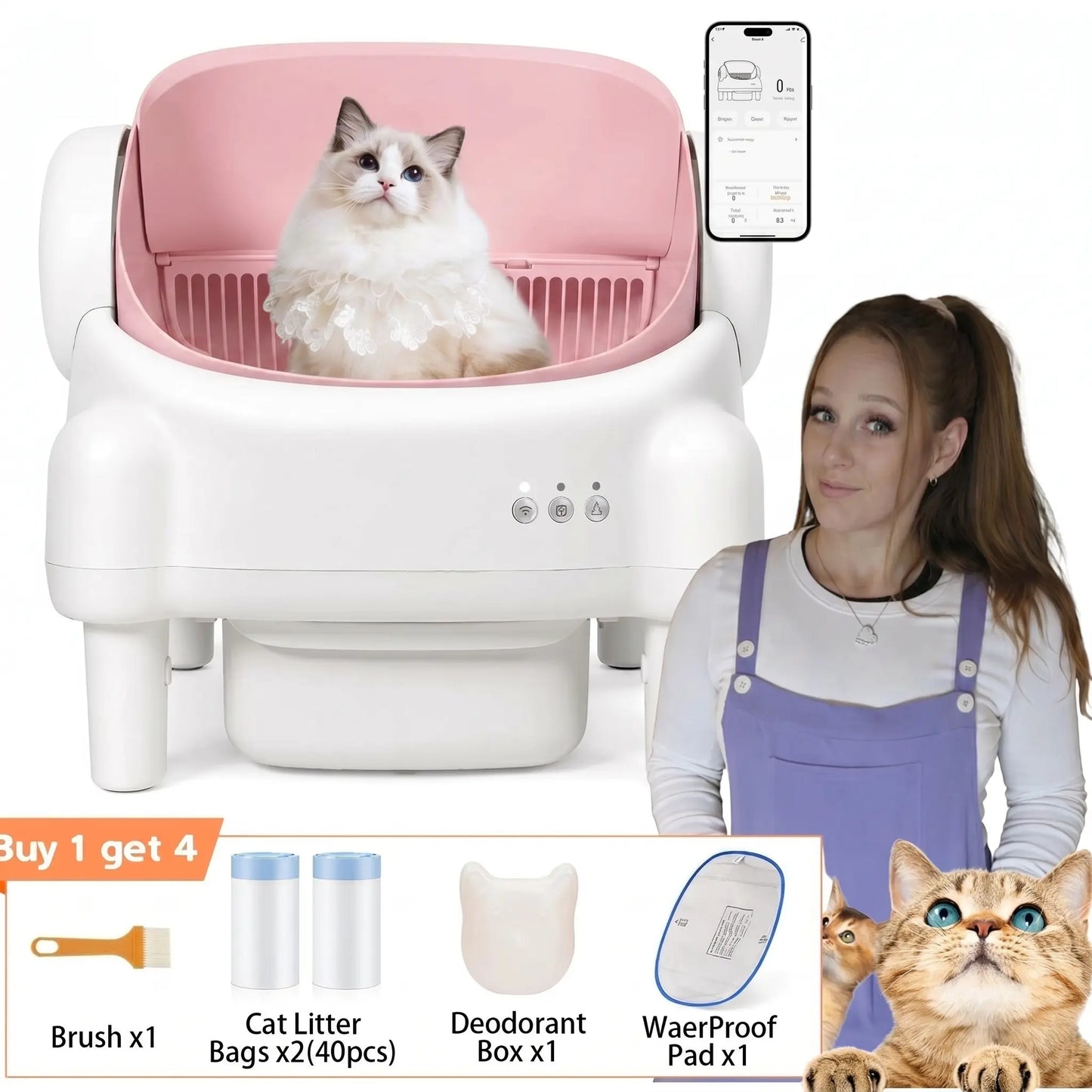 TAYACICY Smart Self-Cleaning Litter Box for Multiple Cats | 10.5L Bin, Open-Top Design, Dual Safety Sensors, Cat Litterbox (Only Supports 2.4G Wifi) Summervibes