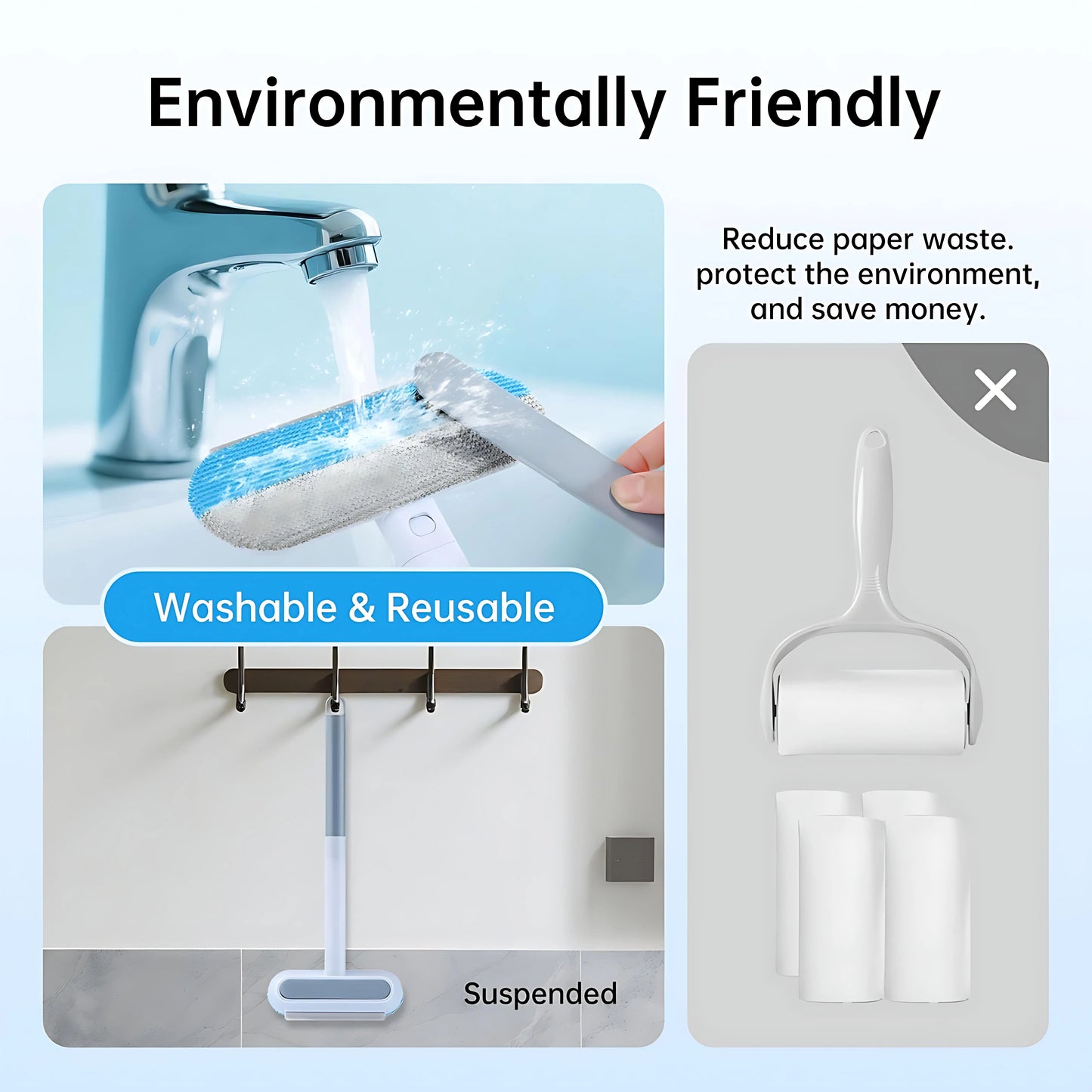 【BUY 1 GET 1 Free】Upgraded Reusable Pet Hair Remover Brush –Fur Removal Tool, Extra-Long Handle Lint Cleaner for Dog & Cat Hair, Washable Multi-Surface Tool for Furniture, Bedding, Clothes & Car Interiors Cleaning Grooming
