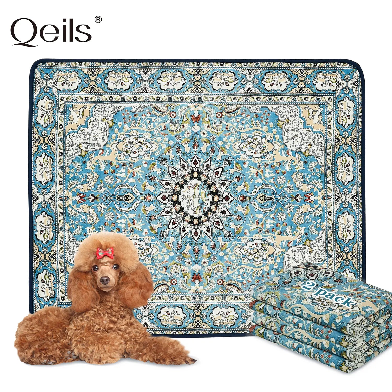 Qeils 36"X41" Washable Puppy Pee Pads | Super Absorbent, Waterproof & Reusable Non-Slip Training Mat for Floor/Crate Pet Supplies Poodle Dogs