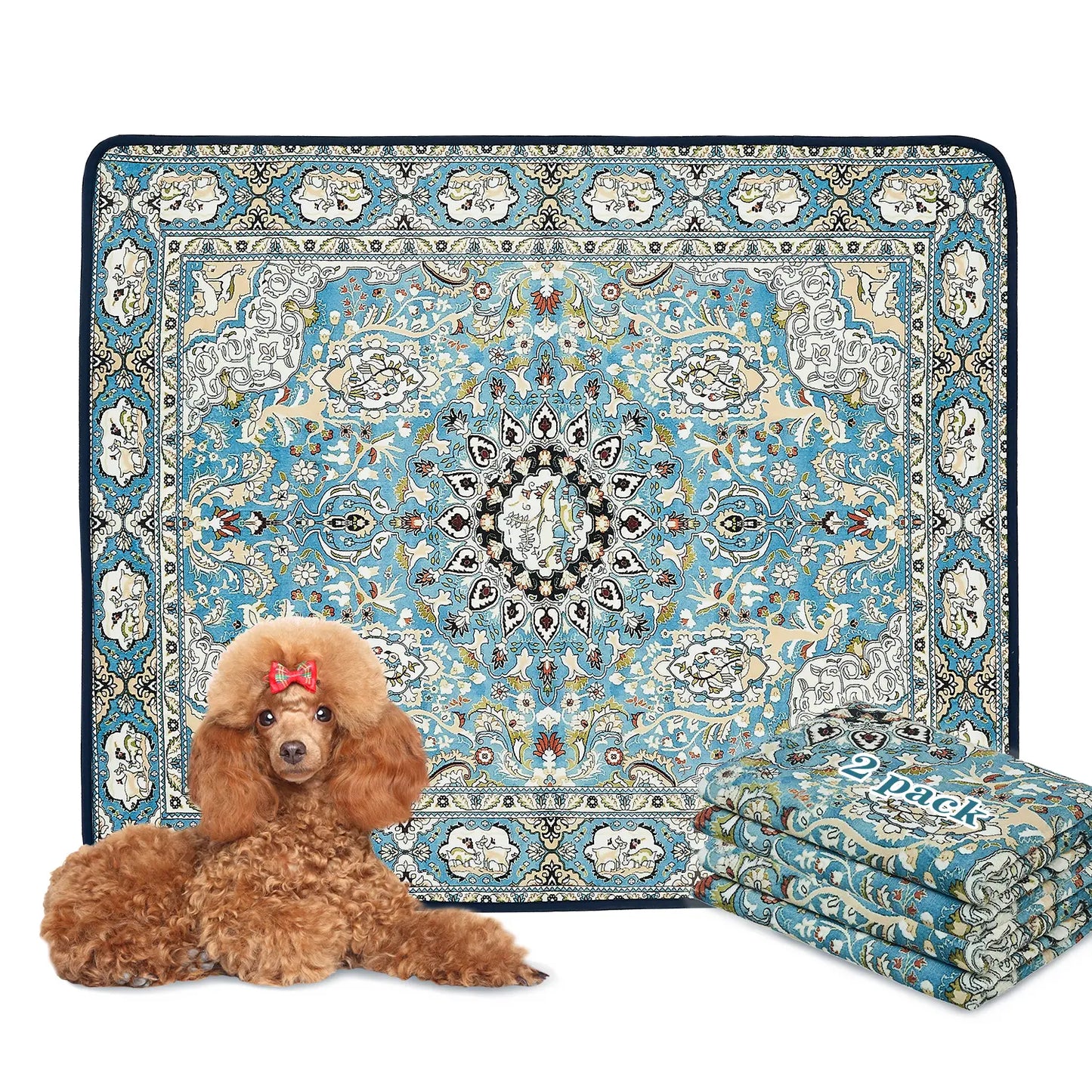 Qeils 36"X41" Washable Puppy Pee Pads | Super Absorbent, Waterproof & Reusable Non-Slip Training Mat for Floor/Crate Pet Supplies Poodle Dogs