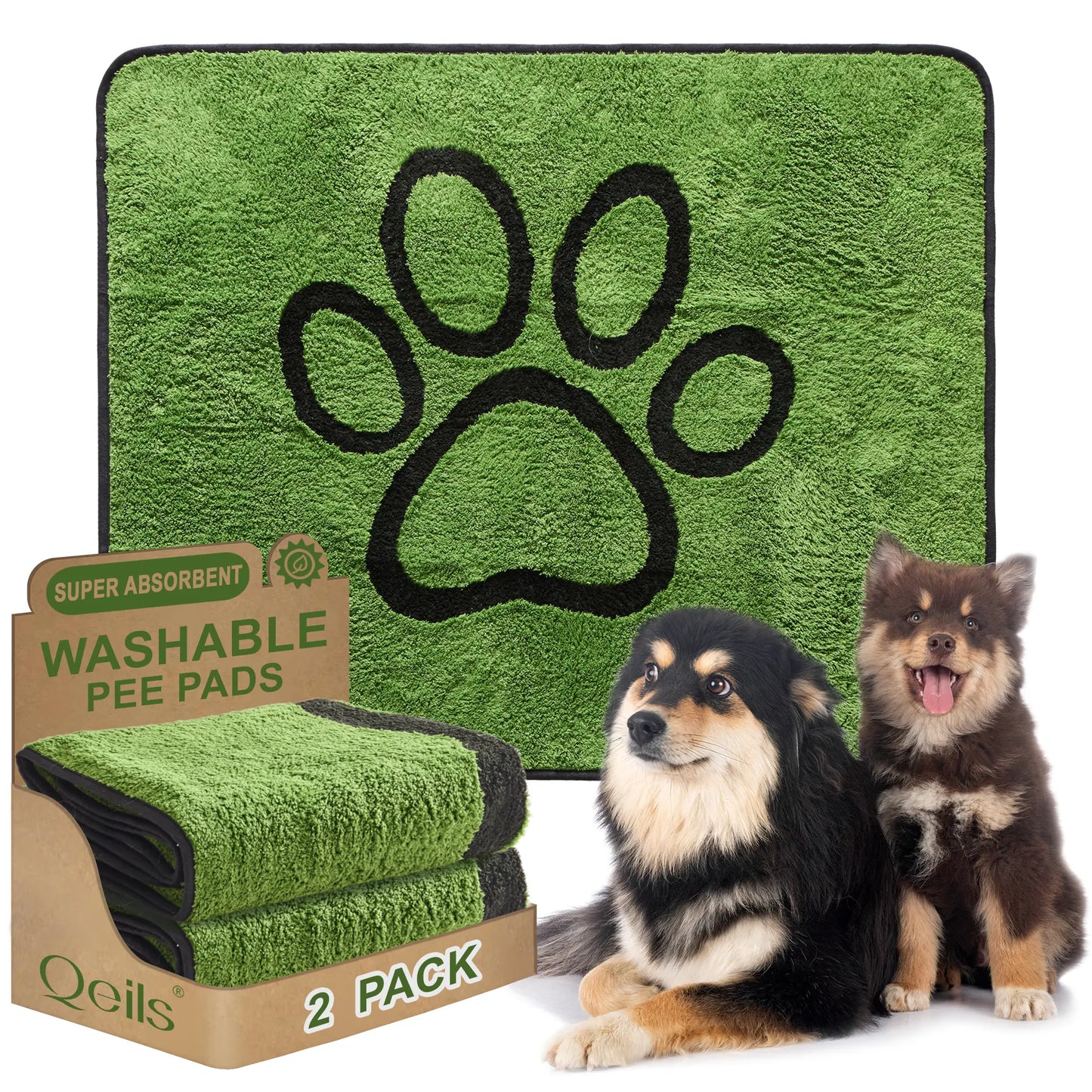 Qeils 36"X41" Washable Puppy Pee Pads | Super Absorbent, Waterproof & Reusable Non-Slip Training Mat for Floor/Crate Pet Supplies Poodle Dogs