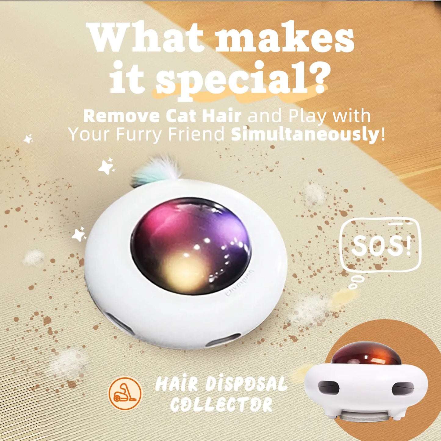 Interactive Cat Toys for Indoor Cats, Automatic Kitten Toys, Moving Feather Kicker, Fun Exercise & Hair Removal Toy, USB Rechargeable Cat Accessories Automatic Cat Toy Cat Toys Indoor Cats-Ufo