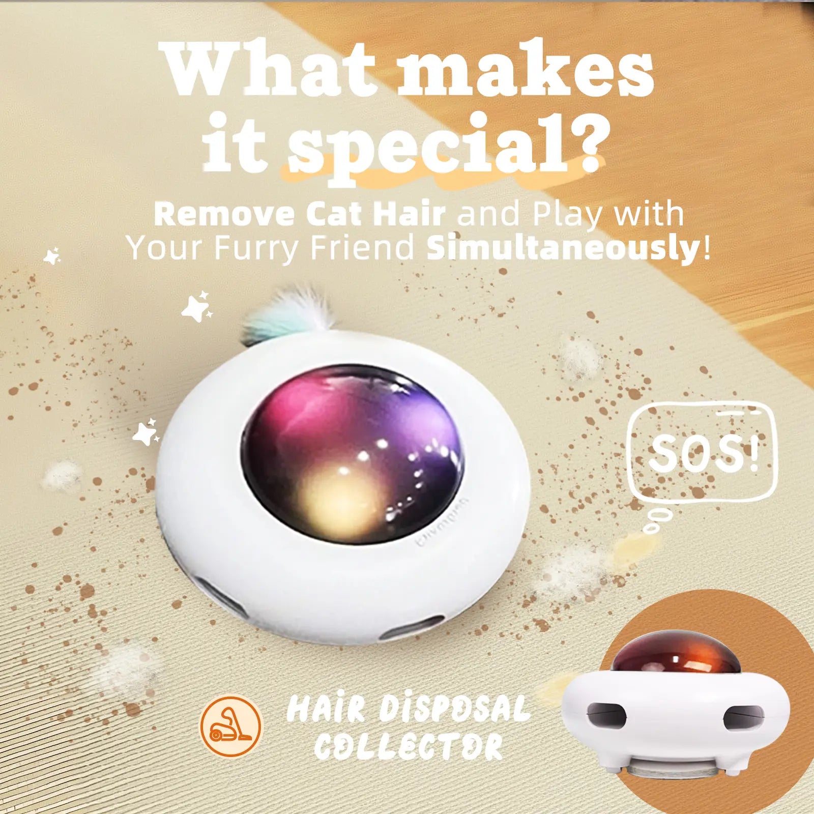 Interactive Cat Toys for Indoor Cats, Automatic Kitten Toys, Moving Feather Kicker, Fun Exercise & Hair Removal Toy, USB Rechargeable Cat Accessories Automatic Cat Toy Cat Toys Indoor Cats-Ufo
